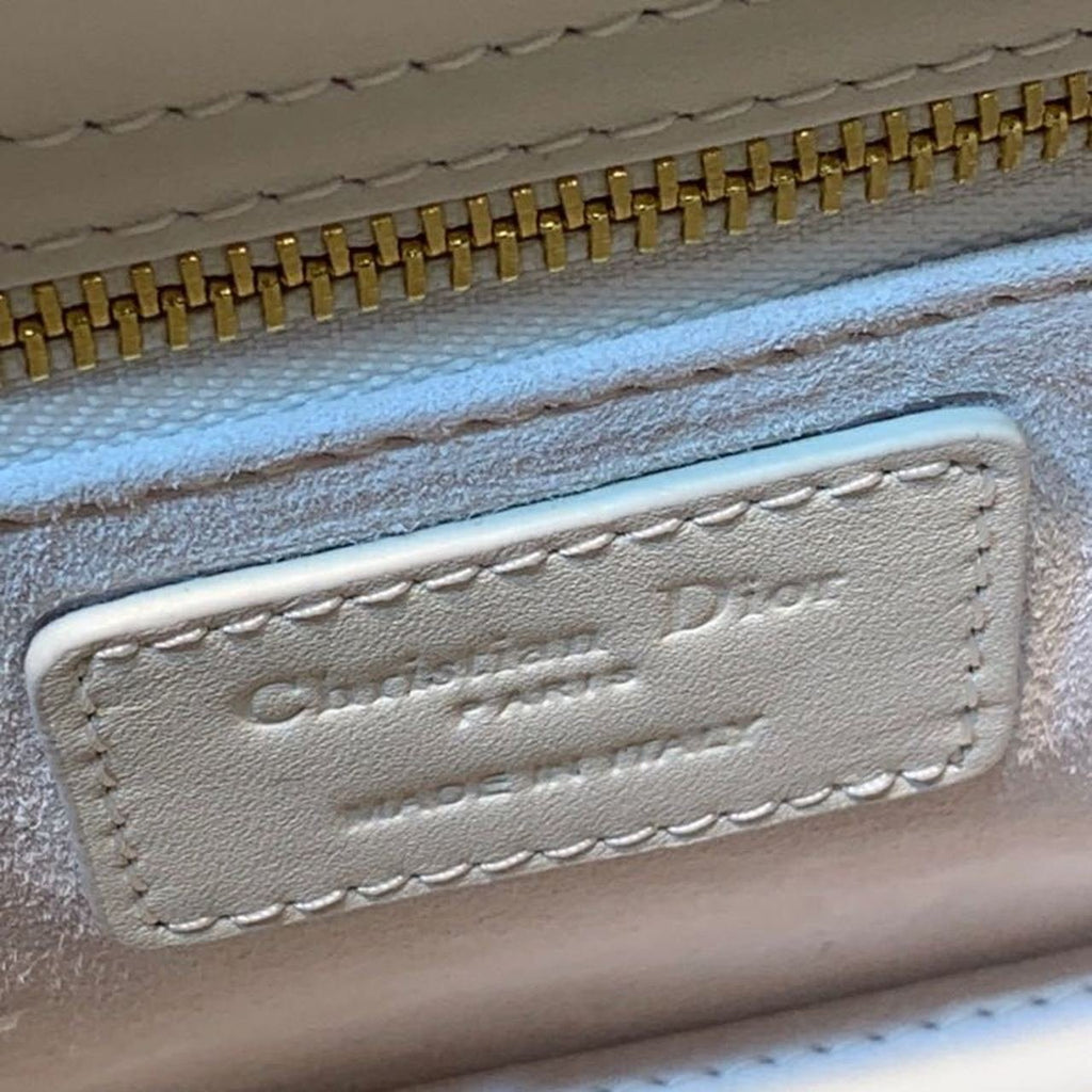 Christian Dior Mini Lady Dior Bag 18cm with Chain Matte Hardware Lambskin Leather Spring/Summer Collection, Ivory