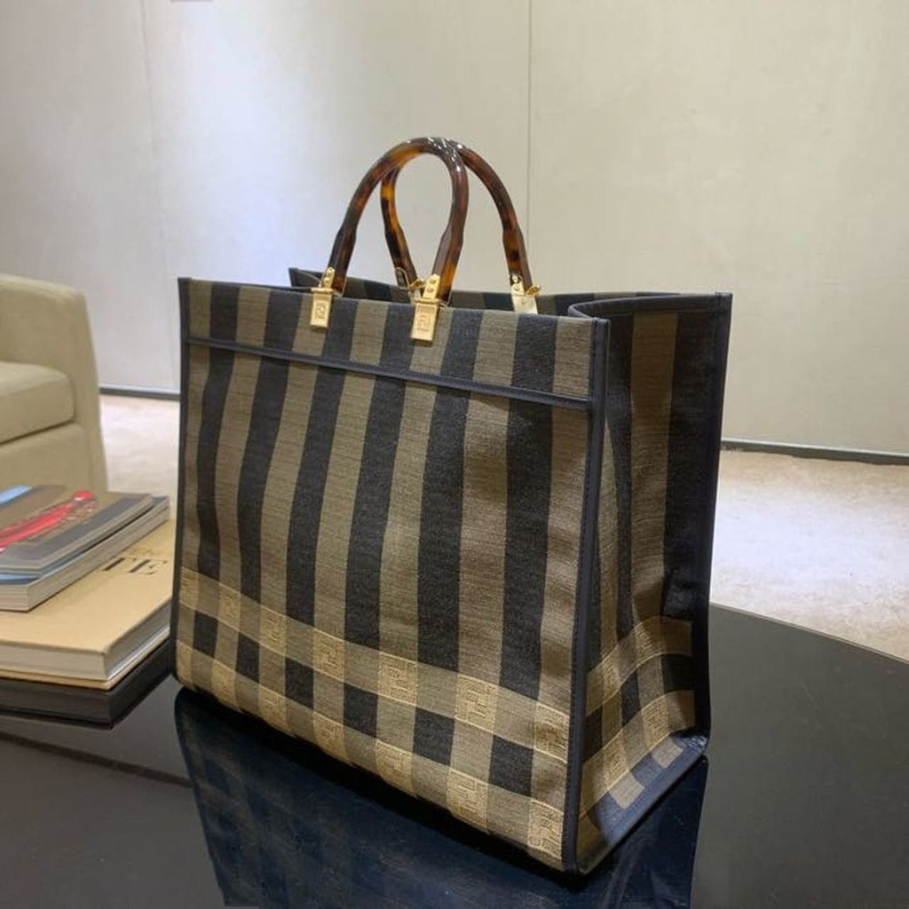 Fendi Sunshine Canvas Shopper Tote Bag 40cm Spring/Summer Collection, Brown