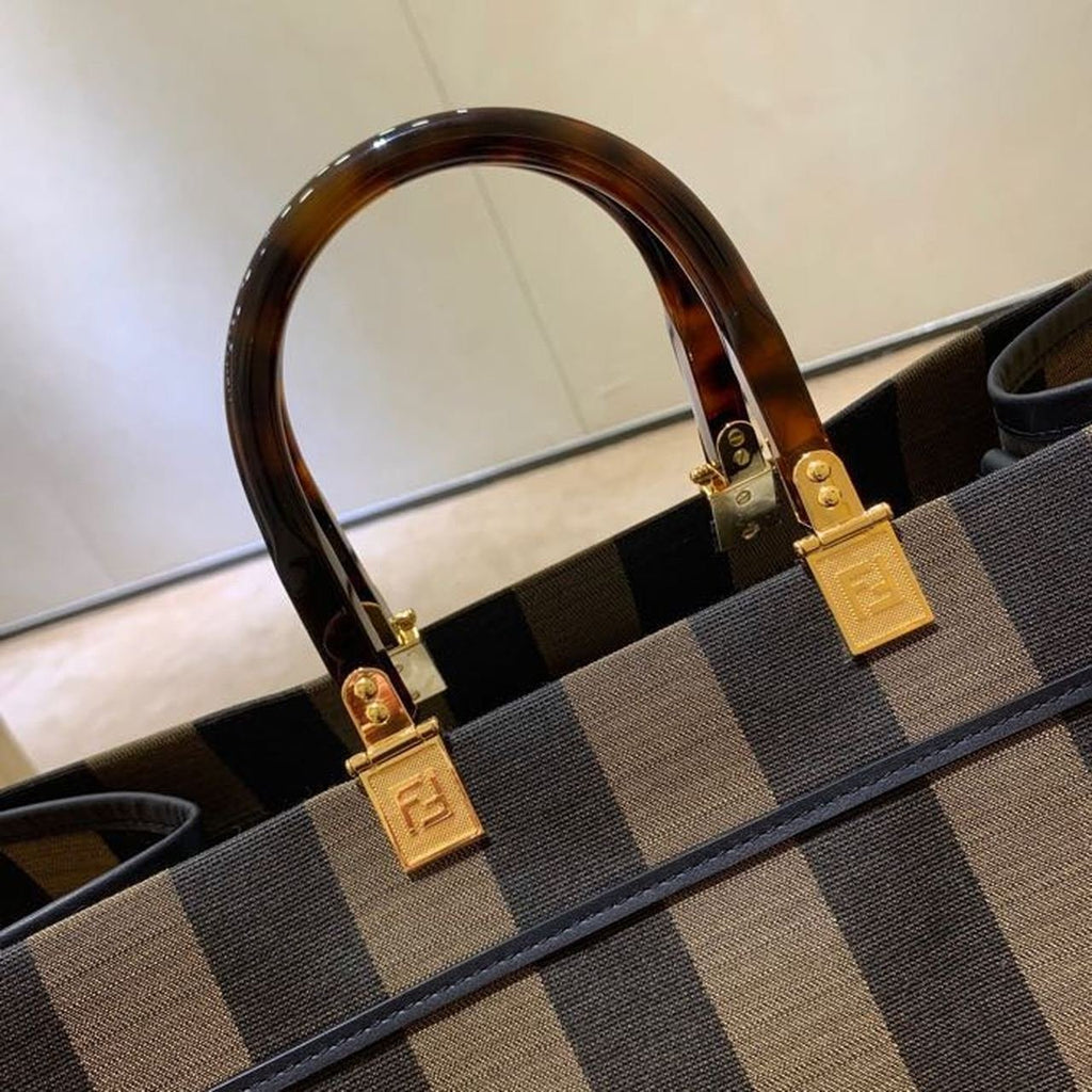Fendi Sunshine Canvas Shopper Tote Bag 40cm Spring/Summer Collection, Brown