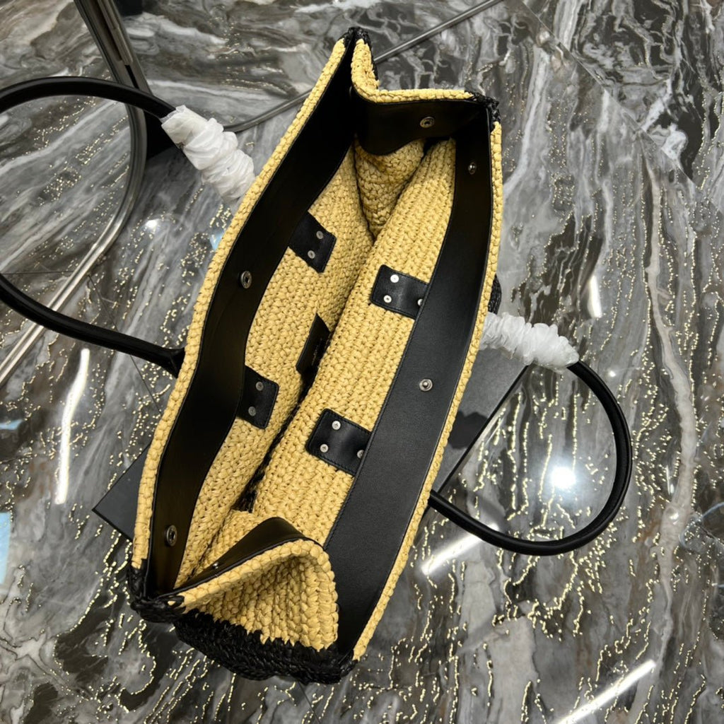 Saint Laurent Rive Gauche Tote Bag In Raffia 48cm