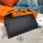 Hermes Kelly Wallet To Go Woc Black With Gold Toned Hardware Bag For Women 8.2in/21cm