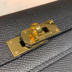 Hermes Kelly Wallet To Go Woc Black With Gold Toned Hardware Bag For Women 8.2in/21cm