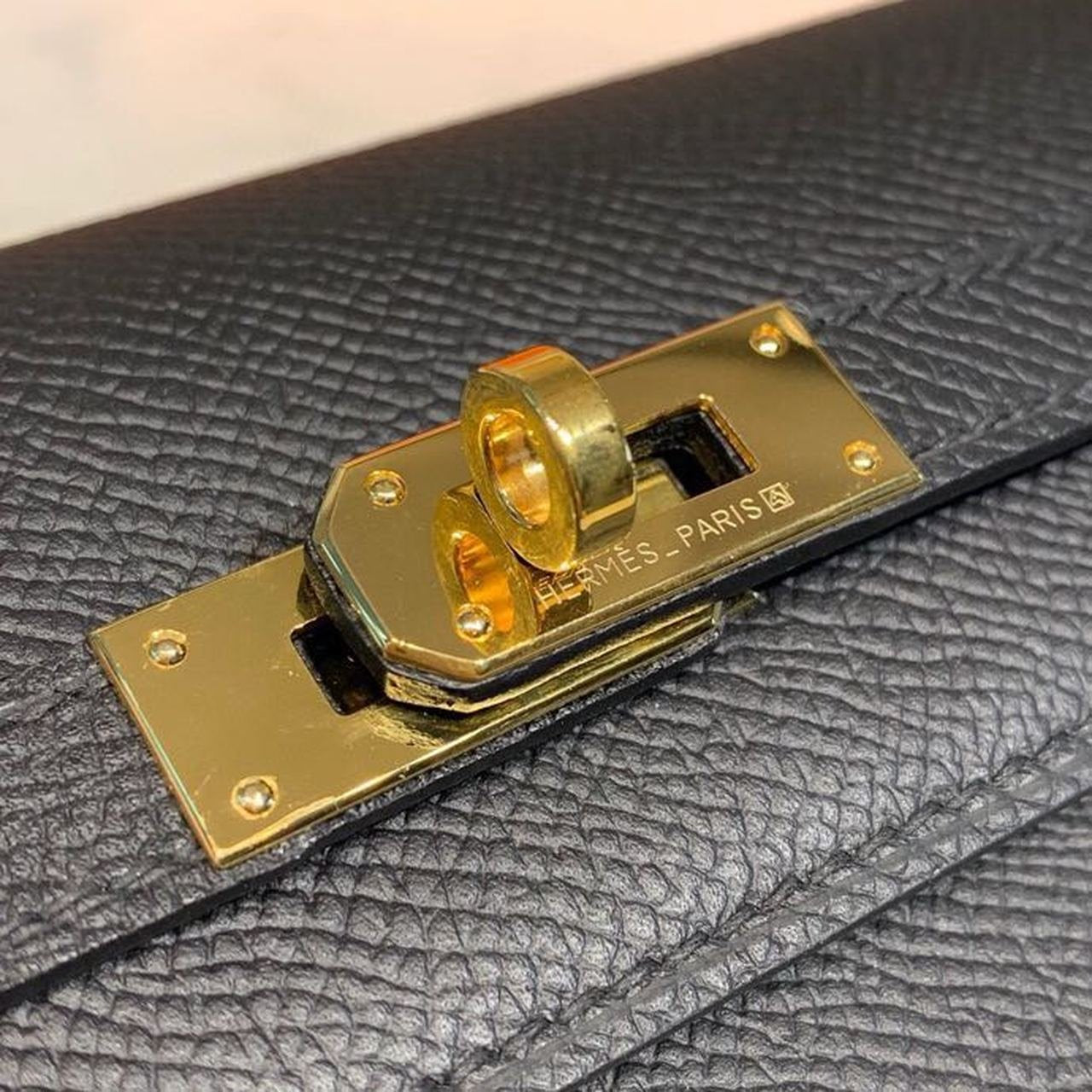 Hermes Kelly Wallet To Go Woc Black With Gold Toned Hardware Bag For Women 8.2in/21cm