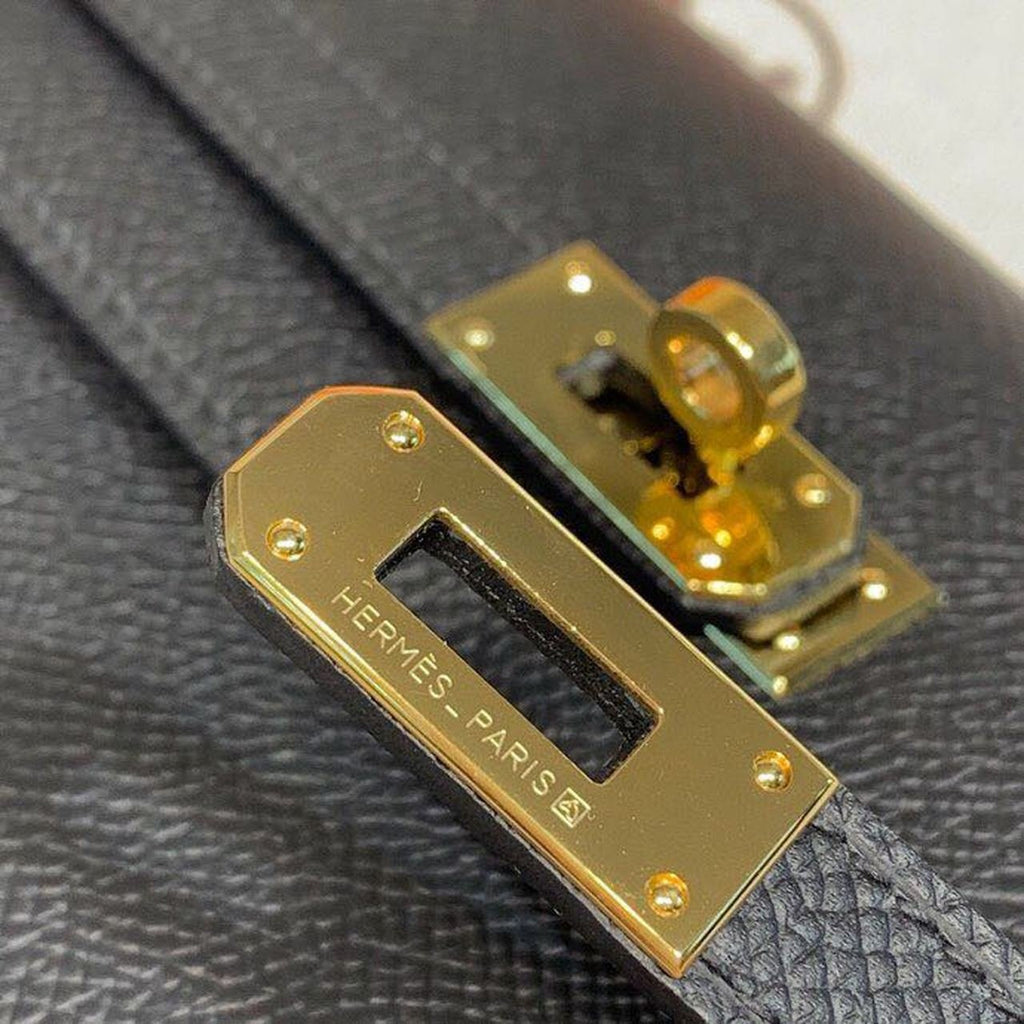 Hermes Kelly Wallet To Go Woc Black With Gold Toned Hardware Bag For Women 8.2in/21cm