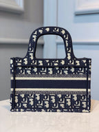 Christian Dior Mini Book Tote Bag 22cm Oblique Embroidered Canvas Spring/Summer Collection, Blue