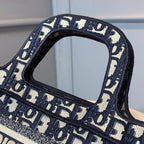 Christian Dior Mini Book Tote Bag 22cm Oblique Embroidered Canvas Spring/Summer Collection, Blue