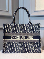 Christian Dior Mini Book Tote Bag 36cm Oblique Embroidered Canvas Spring/Summer Collection, Blue