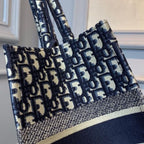 Christian Dior Mini Book Tote Bag 36cm Oblique Embroidered Canvas Spring/Summer Collection, Blue