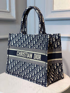 Christian Dior Mini Book Tote Bag 36cm Oblique Embroidered Canvas Spring/Summer Collection, Blue