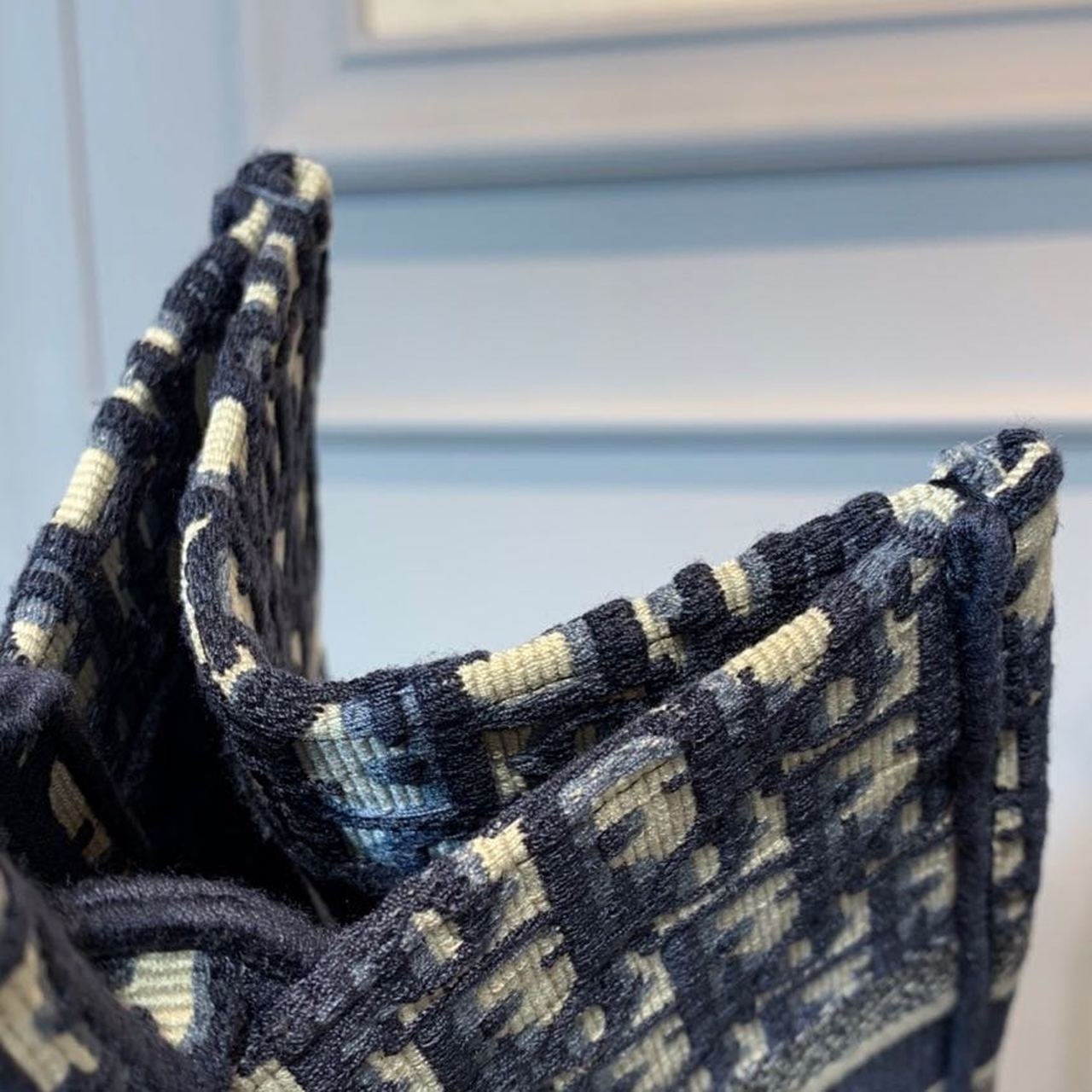 Christian Dior Mini Book Tote Bag 36cm Oblique Embroidered Canvas Spring/Summer Collection, Blue