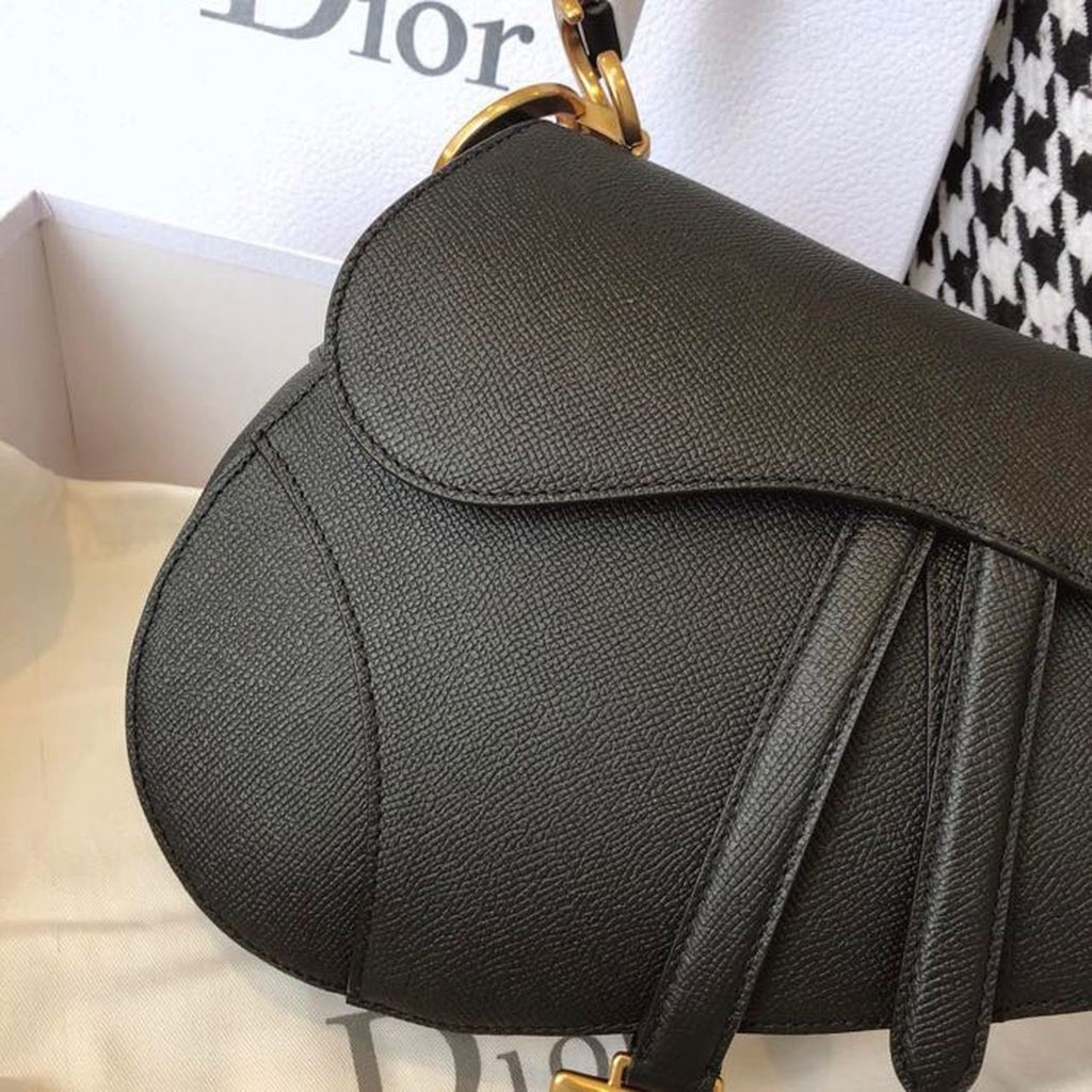 Christian Dior Saddle Bag 25cm Grained Calfskin Canvas Spring/Summer Collection, Black