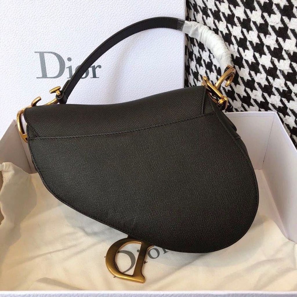 Christian Dior Saddle Bag 25cm Grained Calfskin Canvas Spring/Summer Collection, Black