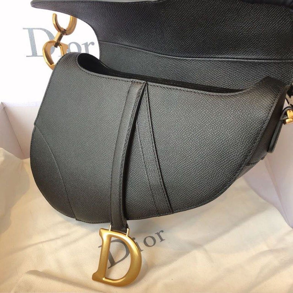 Christian Dior Saddle Bag 25cm Grained Calfskin Canvas Spring/Summer Collection, Black