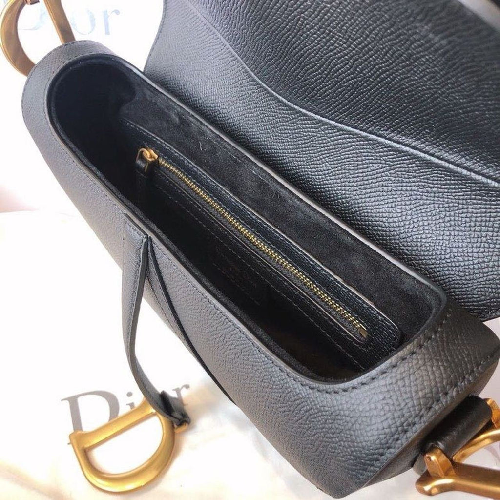 Christian Dior Saddle Bag 25cm Grained Calfskin Canvas Spring/Summer Collection, Black