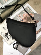 Christian Dior Ultramatte Saddle Bag 25cm Calfskin Canvas Spring/Summer Collection, Black