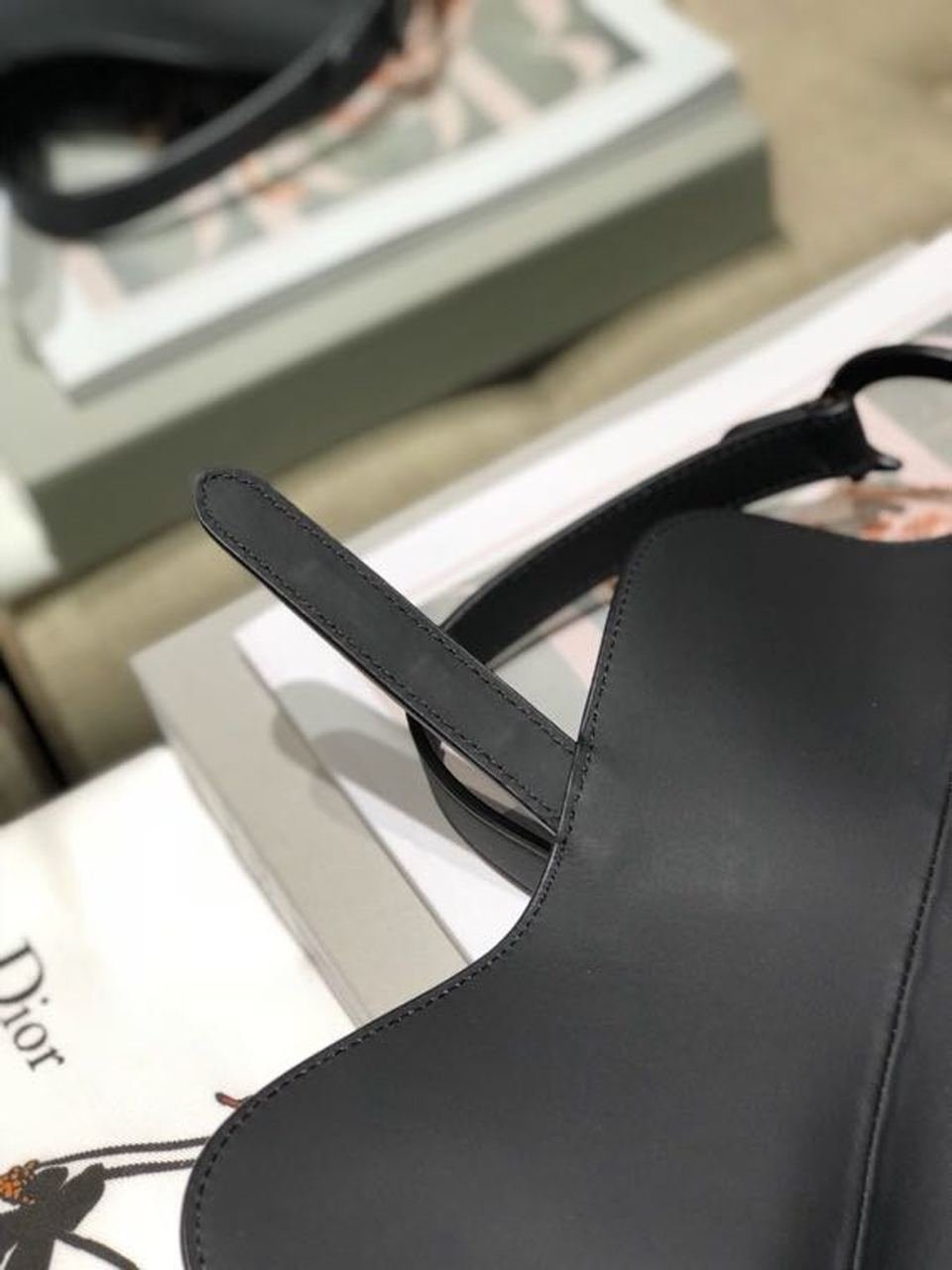 Christian Dior Ultramatte Saddle Bag 25cm Calfskin Canvas Spring/Summer Collection, Black