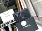 Chanel Chevron Classic Flap Bag 25cm Silver Hardware Caviar Leather Spring/Summer Collection Black