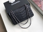 Chanel Chevron Classic Flap Bag 25cm Silver Hardware Caviar Leather Spring/Summer Collection Black