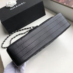 Chanel Chevron Classic Flap Bag 25cm Silver Hardware Caviar Leather Spring/Summer Collection Black