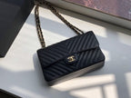 Chanel Chevron Classic Flap Bag 25cm Gold Hardware Caviar Leather Spring/Summer Collection Black