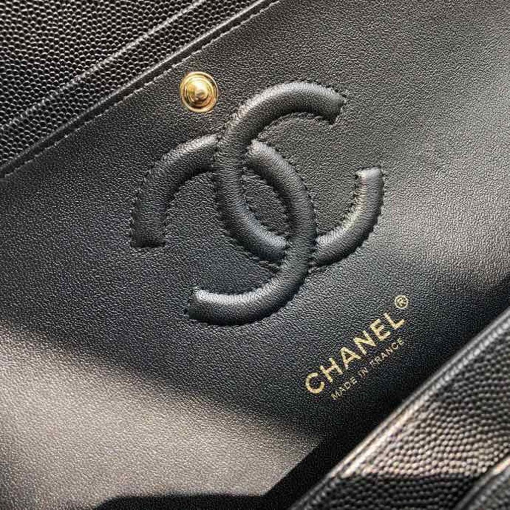 Chanel Chevron Classic Flap Bag 25cm Gold Hardware Caviar Leather Spring/Summer Collection Black