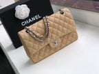 Chanel Classic Flap Bag 30cm Silver Hardware Lambskin Leather Spring/Summer Collection Beige