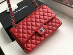 Chanel Classic Flap Bag 25cm Silver Hardware Lambskin Leather Spring/Summer Collection Red