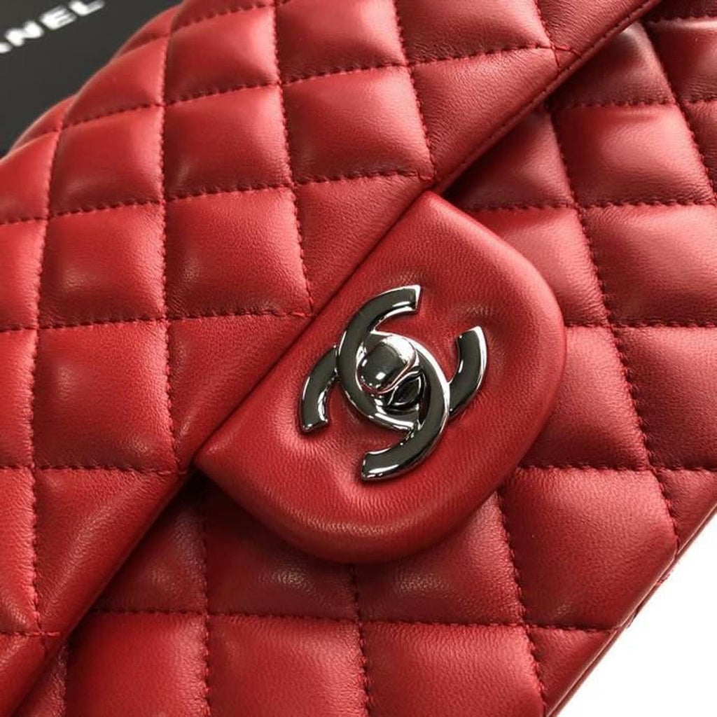 Chanel Classic Flap Bag 25cm Silver Hardware Lambskin Leather Spring/Summer Collection Red