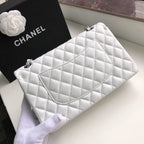 Chanel Classic Flap Bag 25cm Silver Hardware Lambskin Leather Spring/Summer Collection White