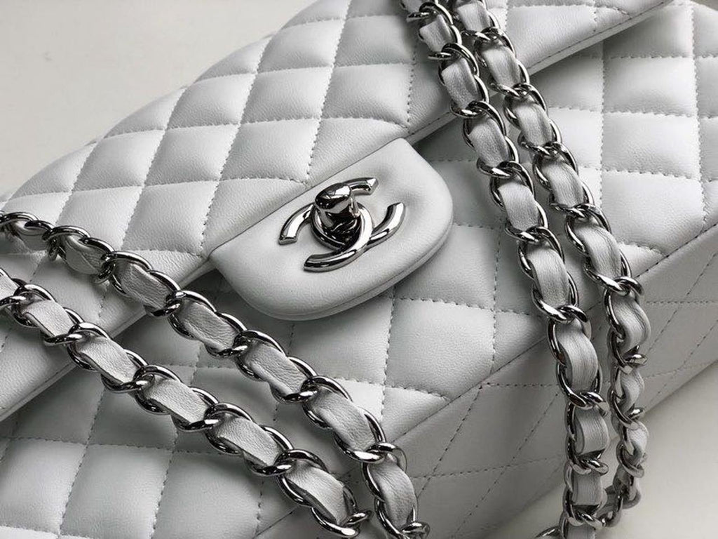 Chanel Classic Flap Bag 25cm Silver Hardware Lambskin Leather Spring/Summer Collection White
