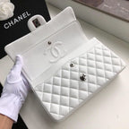 Chanel Classic Flap Bag 25cm Silver Hardware Lambskin Leather Spring/Summer Collection White