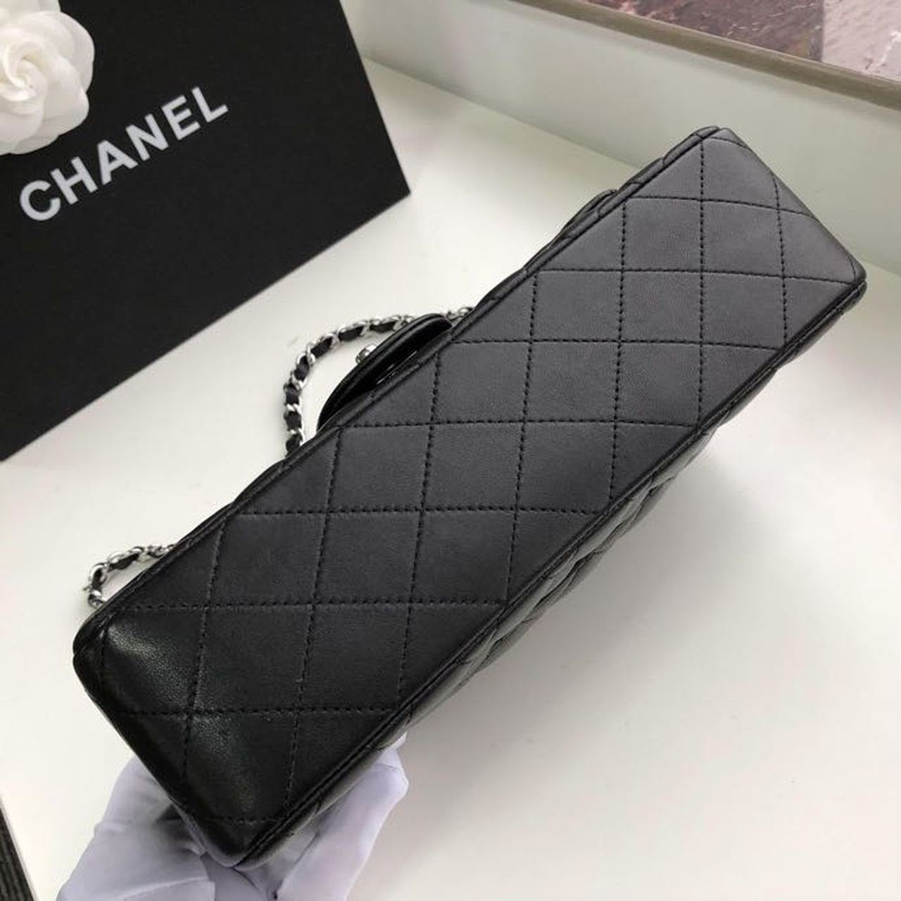 Chanel Classic Flap Bag 25cm Silver Hardware Lambskin Leather Spring/Summer Collection Black