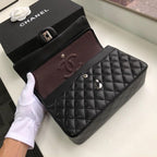 Chanel Classic Flap Bag 25cm Silver Hardware Lambskin Leather Spring/Summer Collection Black