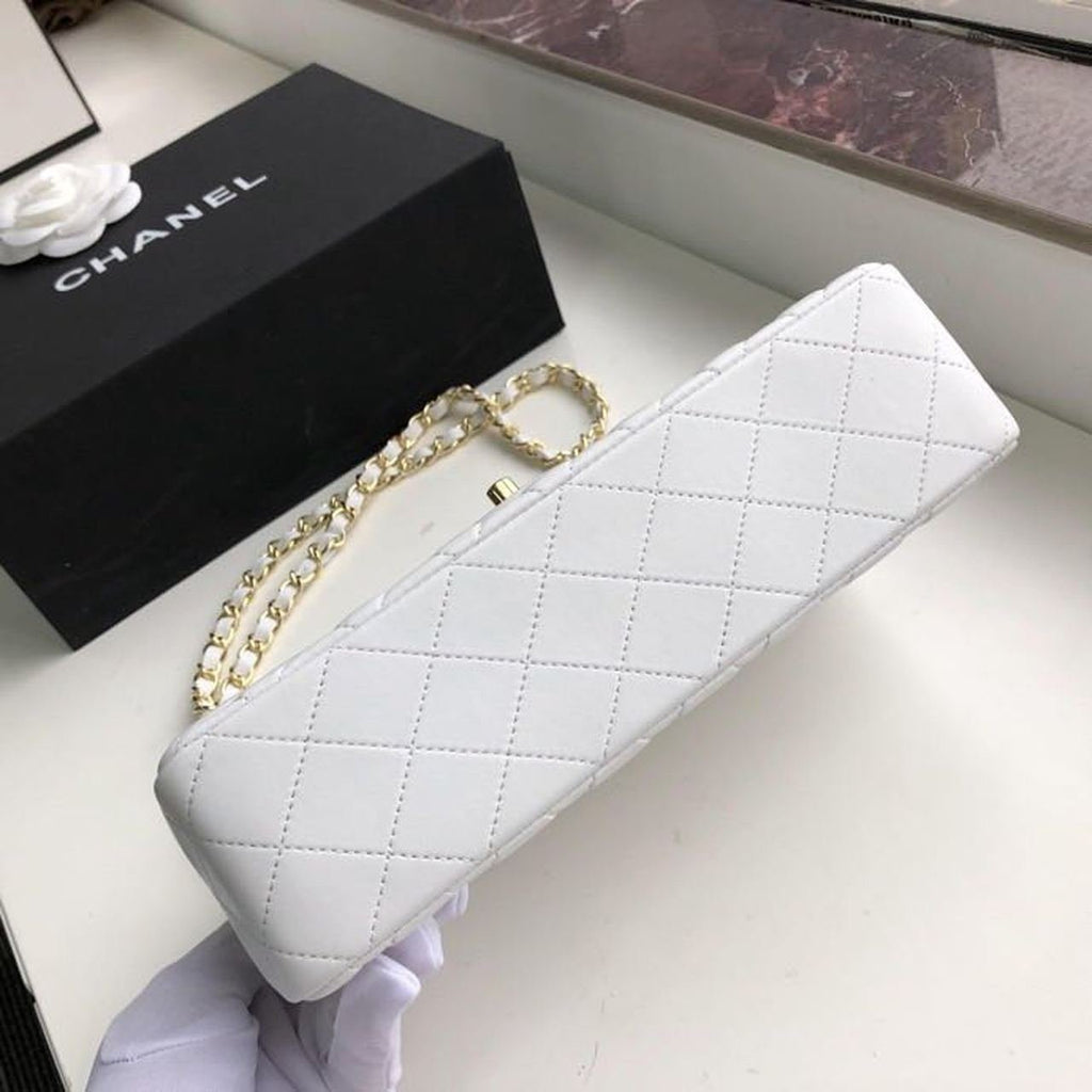 Chanel Classic Flap Bag 25cm Gold Hardware Lambskin Leather Spring/Summer Collection White