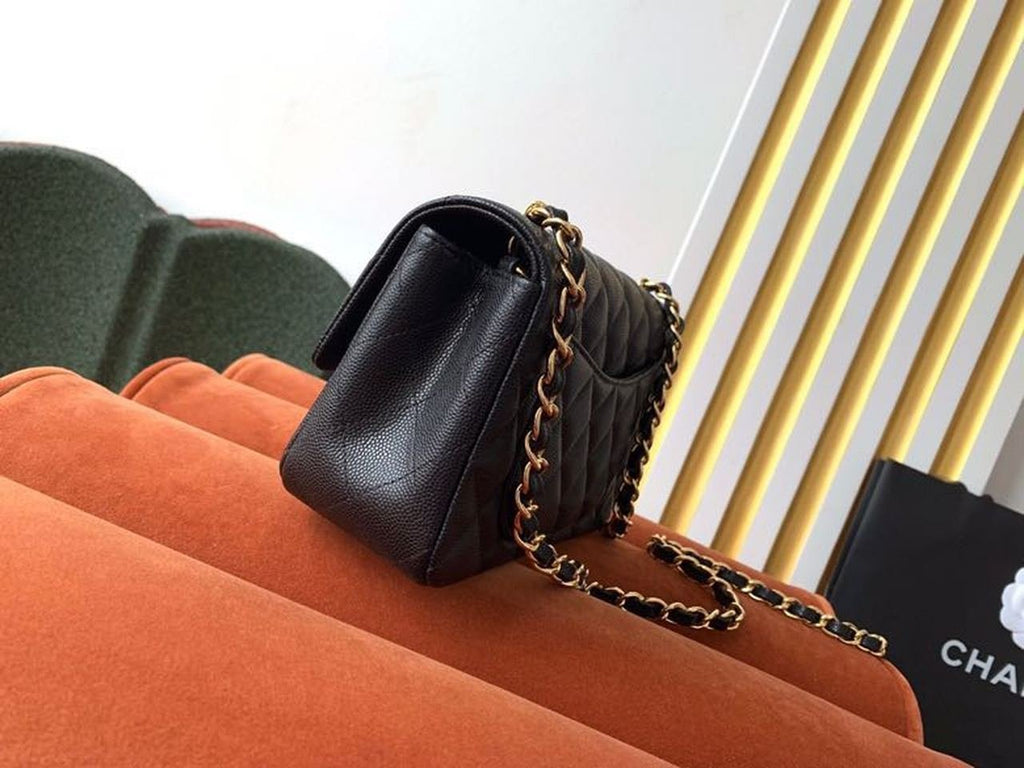 Chanel Classic Flap Bag 20cm Gold Hardware Caviar Leather Spring/Summer Collection Black