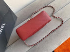 Chanel Classic Flap Bag 20cm Silver Hardware Caviar Leather Spring/Summer Collection Burgundy