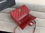 Chanel Classic Flap Bag 20cm Silver Hardware Caviar Leather Spring/Summer Collection Burgundy