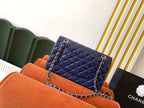 Chanel Classic Flap Bag Silver Hardware Lambskin Leather Spring/Summer Collection Navy Blue