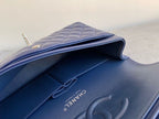 Chanel Classic Flap Bag Silver Hardware Lambskin Leather Spring/Summer Collection Navy Blue