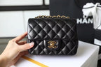 Chanel Classic Mini Flap Bag 18cm Gold Hardware Caviar Leather Spring/Summer Collection Black