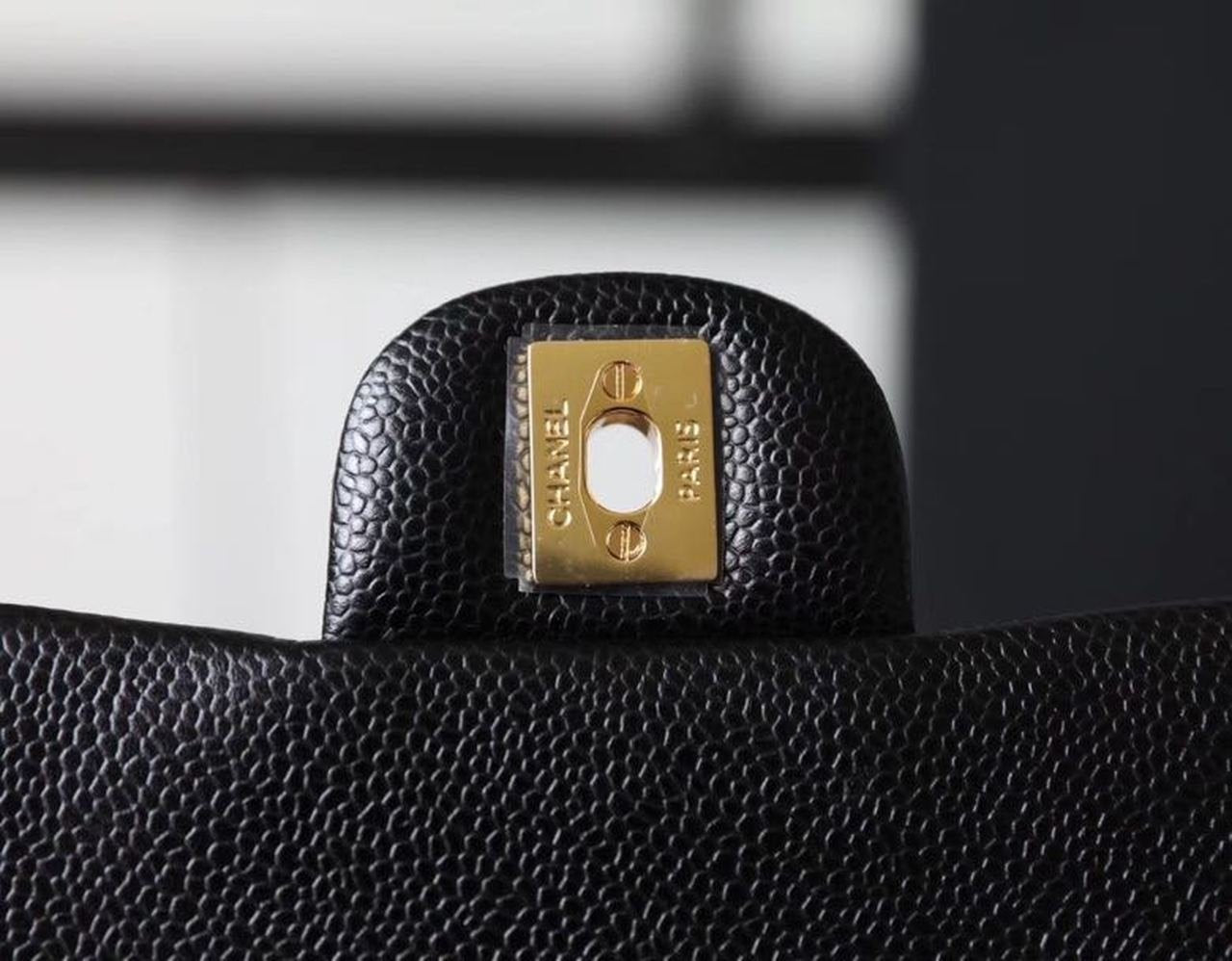 Chanel Classic Mini Flap Bag 18cm Gold Hardware Caviar Leather Spring/Summer Collection Black