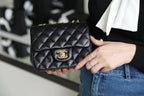 Chanel Classic Mini Flap Bag 18cm Gold Hardware Caviar Leather Spring/Summer Collection Black