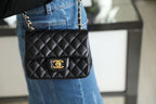 Chanel Classic Mini Flap Bag 18cm Gold Hardware Caviar Leather Spring/Summer Collection Black