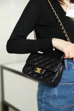 Chanel Classic Mini Flap Bag 18cm Gold Hardware Caviar Leather Spring/Summer Collection Black