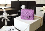 Chanel Classic Mini Flap Bag Silver Hardware Caviar Leather Spring/Summer Collection Purple