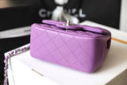 Chanel Classic Mini Flap Bag Silver Hardware Caviar Leather Spring/Summer Collection Purple