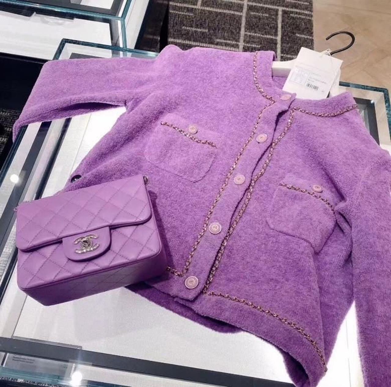 Chanel Classic Mini Flap Bag Silver Hardware Caviar Leather Spring/Summer Collection Purple