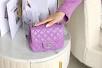 Chanel Classic Mini Flap Bag Silver Hardware Caviar Leather Spring/Summer Collection Purple