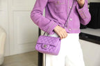 Chanel Classic Mini Flap Bag Silver Hardware Caviar Leather Spring/Summer Collection Purple