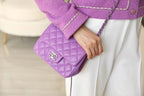 Chanel Classic Mini Flap Bag Silver Hardware Caviar Leather Spring/Summer Collection Purple